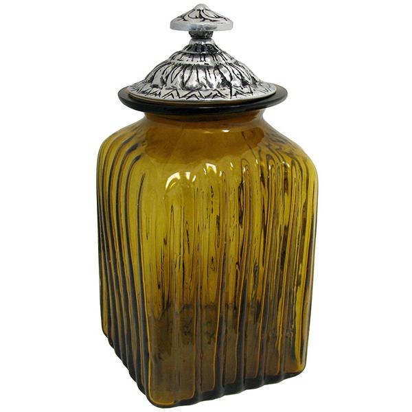 Blown Glass Canisters Collection - Olive Leaf Kitchen Canister - GKC006
