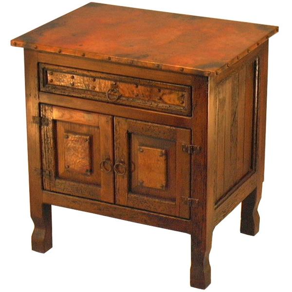 Country Copper Nightstand with Antique Brown Finish