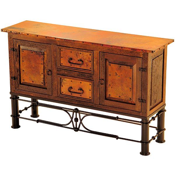 2-Door/2-Drawer Pablo Copper Console Table with Antique Brown Finish