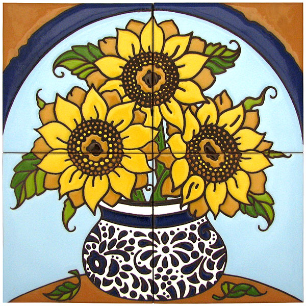 Floral Four-Tile Mural