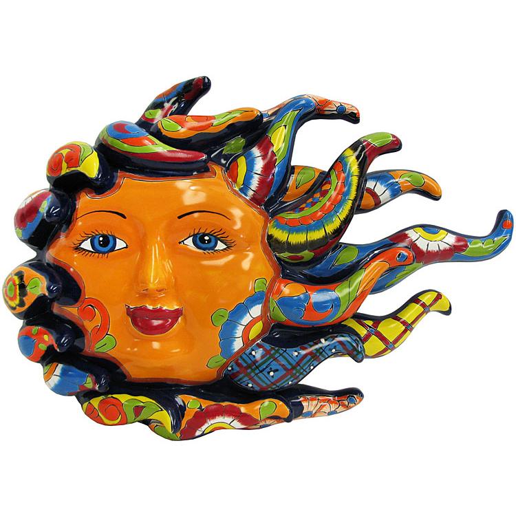 Mexican Talavera  Ceramic Sun Face Wall Decor Hanging Pottery Folk Art  # 05 