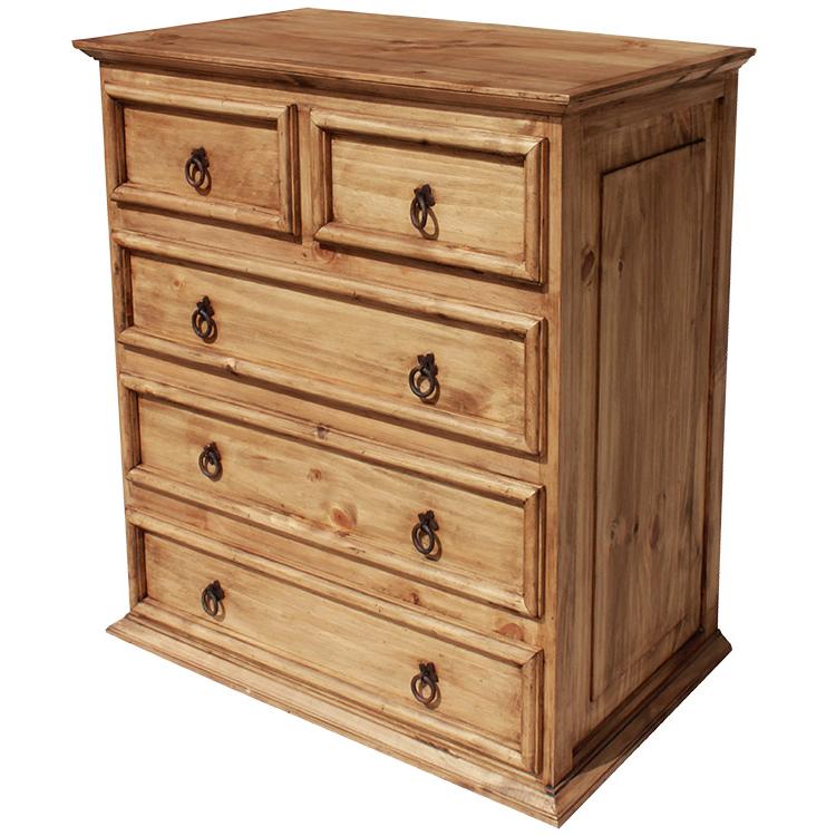 Mexican Rustic Pine Short 5-Drawer Dresser