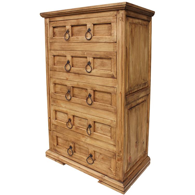 Mexican Rustic Pine Five-Drawer Mansion Dresser