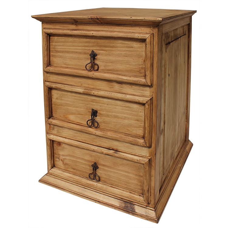 Mexican Rustic Pine Three-Drawer Nightstand