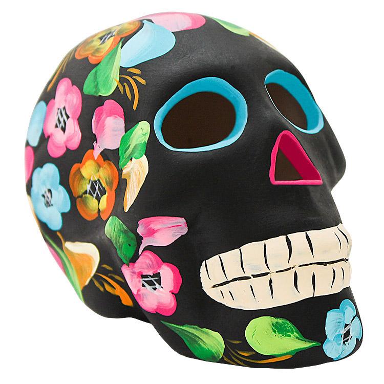 Skull w/ Painted Flowers - Multicolored