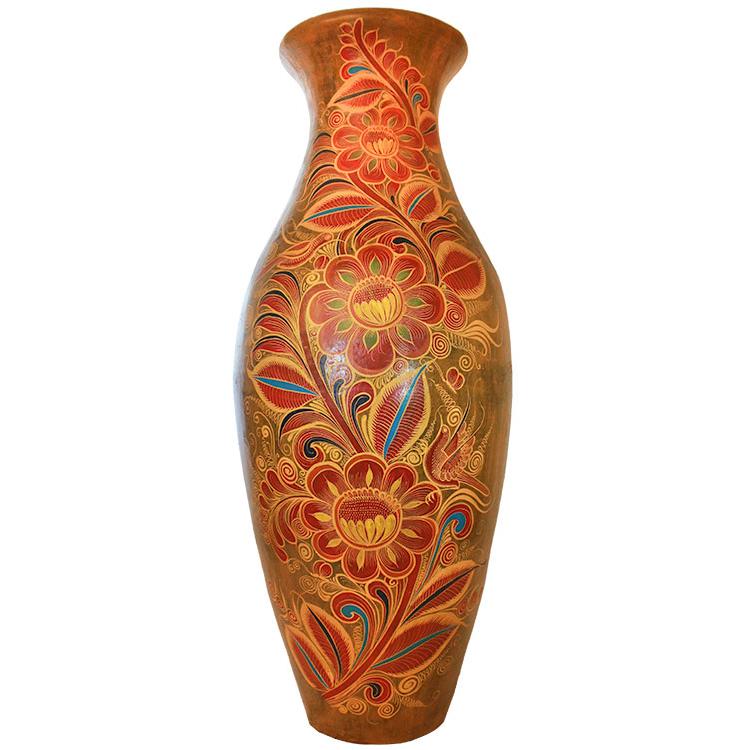 Six Foot Floor Vase: Flowers and Birds