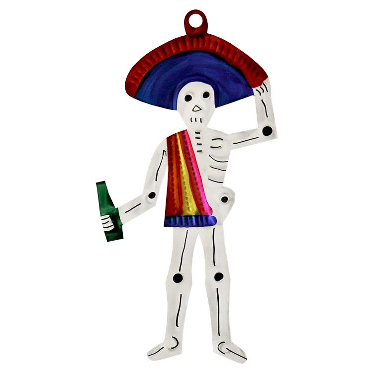 Drinking Skeleton Tin Ornament