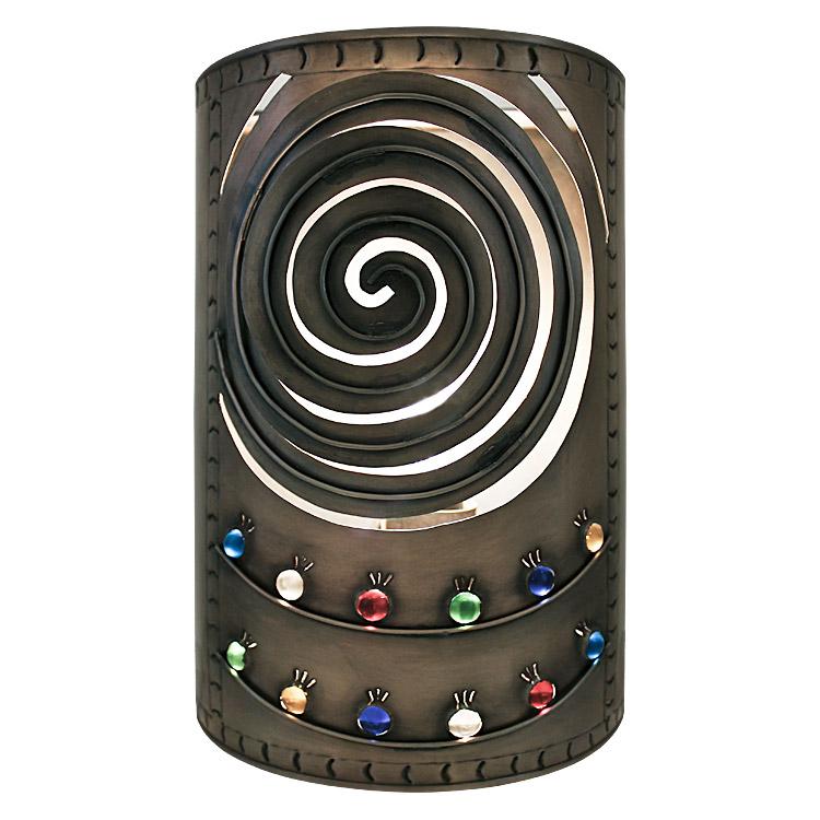 Large Mexican Tin Whirlpool Wall Sconce