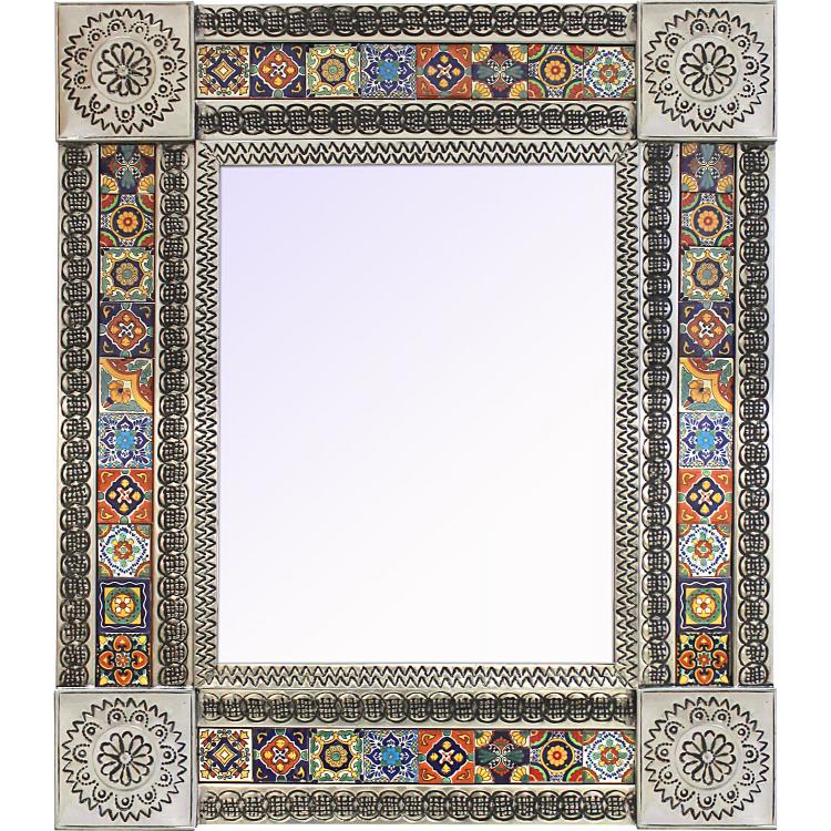 Mexican Tiled Mirror Decorative, Mexican Tile Mirror