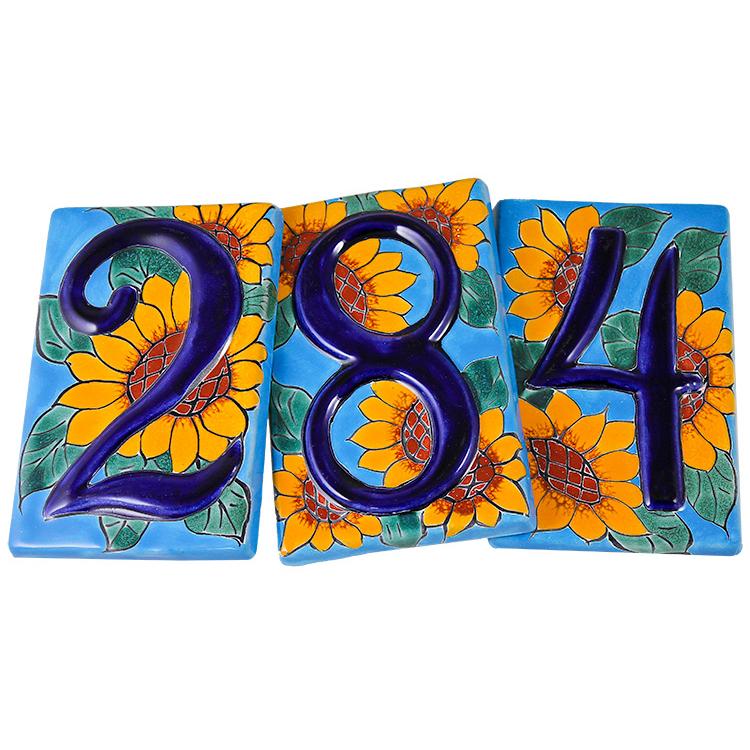 Sunflower Talavera Mexican House, Talavera Tile House Numbers