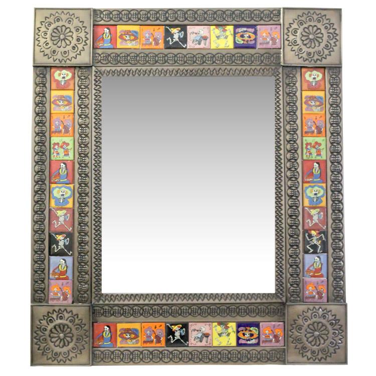 Talavera Tile Mirrors Collection - Talavera Tile Mirror w/ Day of the