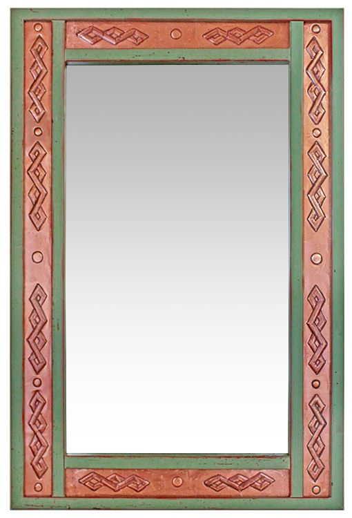 Small Grecas Copper Mirror - Green/Red Under