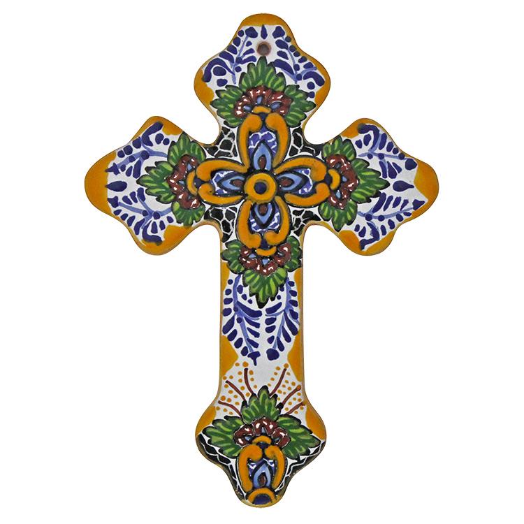1125 Hand-Painted Talavera Cross by Tomas Huerta sku 1125