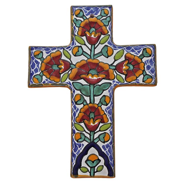 1127 Hand-Painted Talavera Cross by Tomas Huerta sku 1127