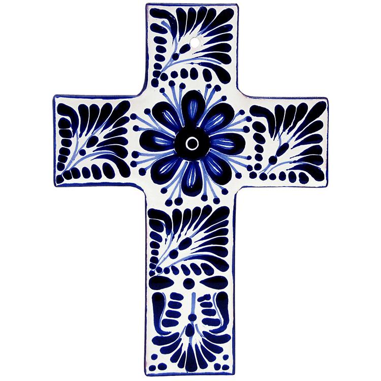 1130 Hand-Painted Talavera Cross by Tomas Huerta sku 1130