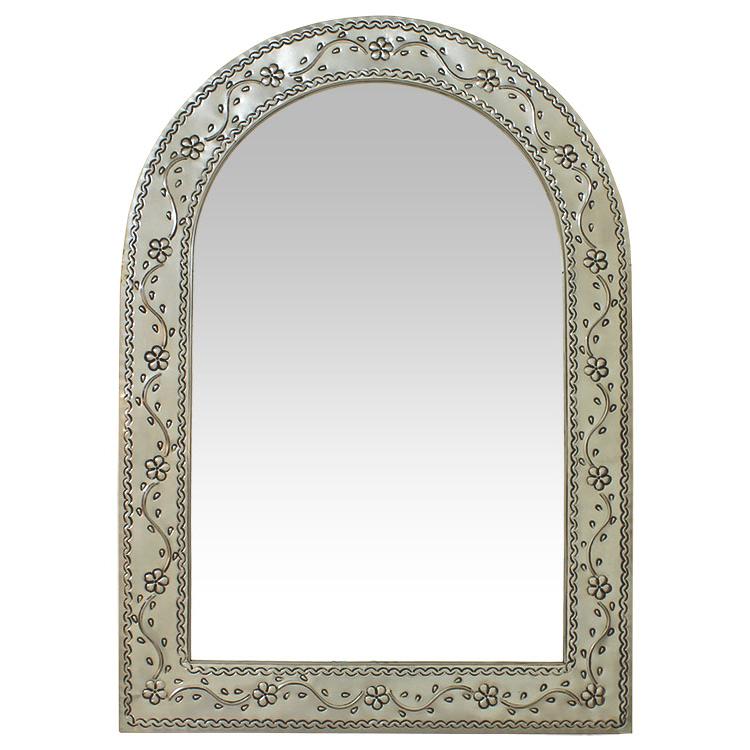 Large Arched Tin Mirror - Natural Finish