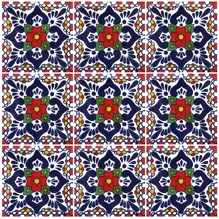 Fl Ceramic Tiles Red Blue And, Mexican Tile Denver