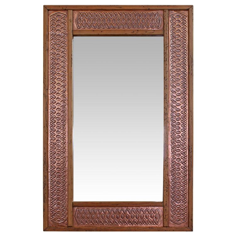 Large Azteca Copper Mirror - Dark Brown