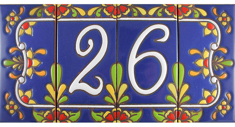 Ceramic Tile House Numbers, Mosaic Tile House Number Plaque