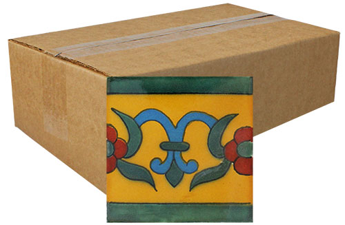 1254 Cenefa Oh #1 Hand-Painted Talavera Tiles (Box of 4 sku 1254