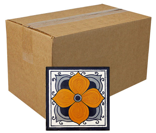 1282 Flor Arabe Hand-Painted Talavera Tiles (Box of 90) sku 1282