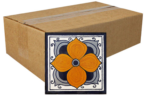 1283 Flor Arabe Hand-Painted Talavera Tiles (Box of 40) sku 1283
