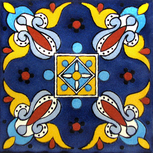 1523 Fiesta Azul Hand-Painted Talavera Tile sku 1523