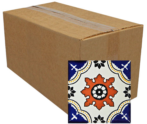 Estrella de Fuego Hand-Painted Talavera Tiles (Pack of 25)