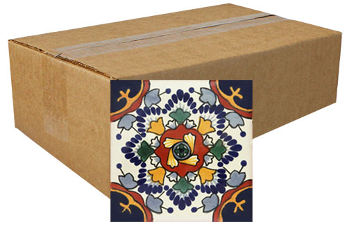 1663 Nube Azul Hand-Painted Talavera Tiles (Box of 40) sku 1663