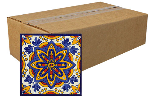 Estrella Ocho Puntos Hand-Painted Talavera Tiles (Pack of 45)