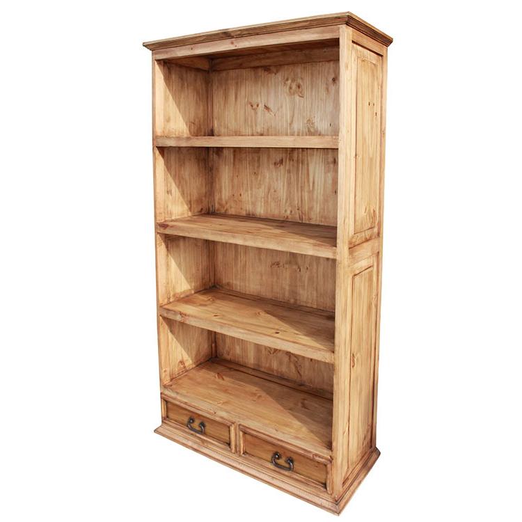 Mexican Rustic Pine Large Flat Top Bookcase