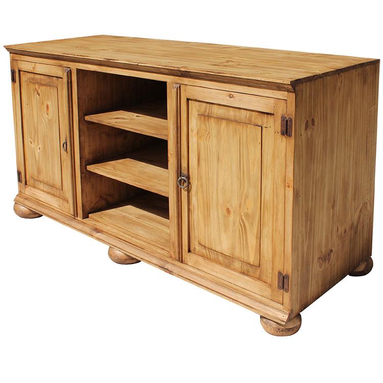 Mexican Rustic Pine Tecate 60 TV Stand with Bunn Feet