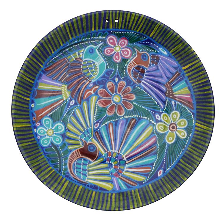 Small Blue &amp; Yellow Plate w/ Birds