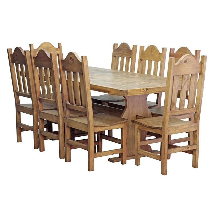 Trestle Table and Chairs Solid Wood Dining Set La Fuente Imports