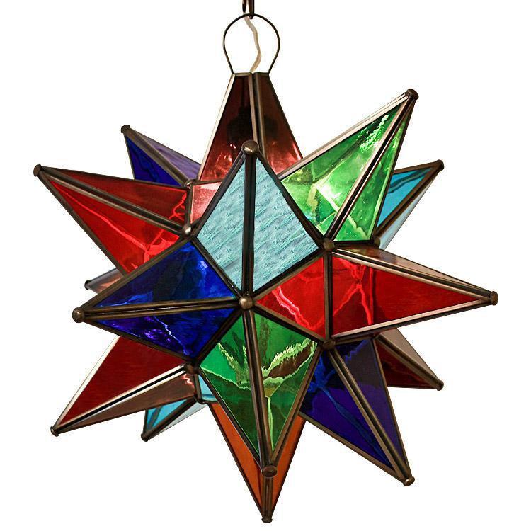 Mexican Tin Multicolored Glass Star