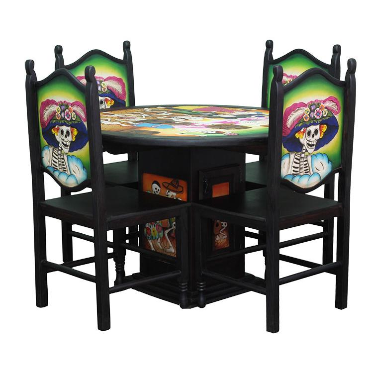 Day of the Dead Dining Set #1 - Wooden Seats