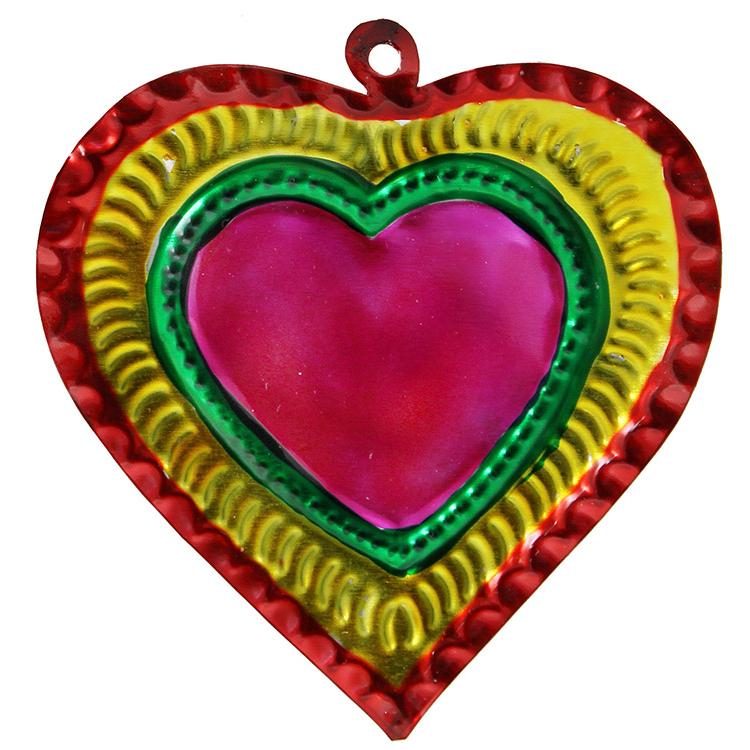 676 Heart Tin Ornament -Pack of 5 sku 676
