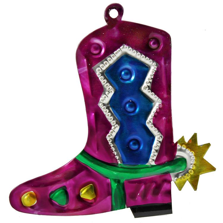 Cowboy Boot Tin Ornament -Pack of 5
