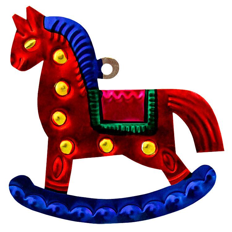 Rocking Horse Tin Ornament -Pack of 3