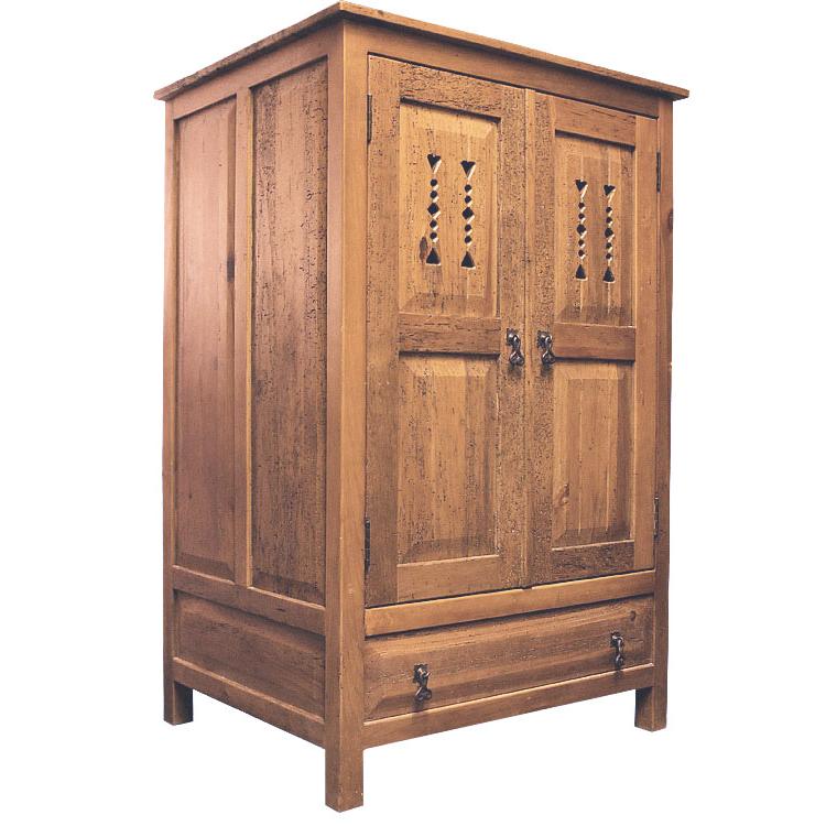 Southwestern Rustic Deep Taos Armoire with Light Brown Finish