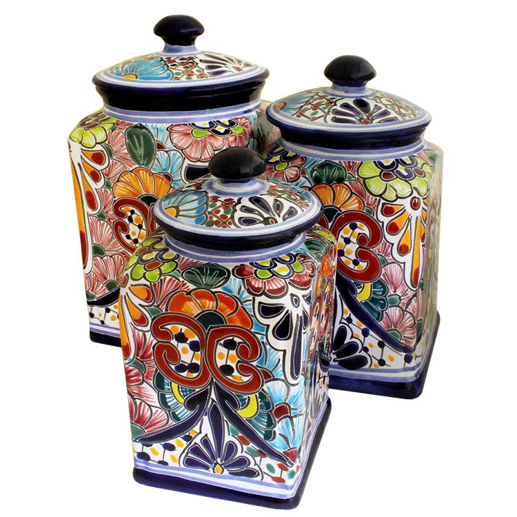 Vintage 1930's Art Deco Mexican Pottery Container Southwest Kitchen Decor Mexican Kitchen 1930's Canister Ceramic Covered Pot Fiesta Decor