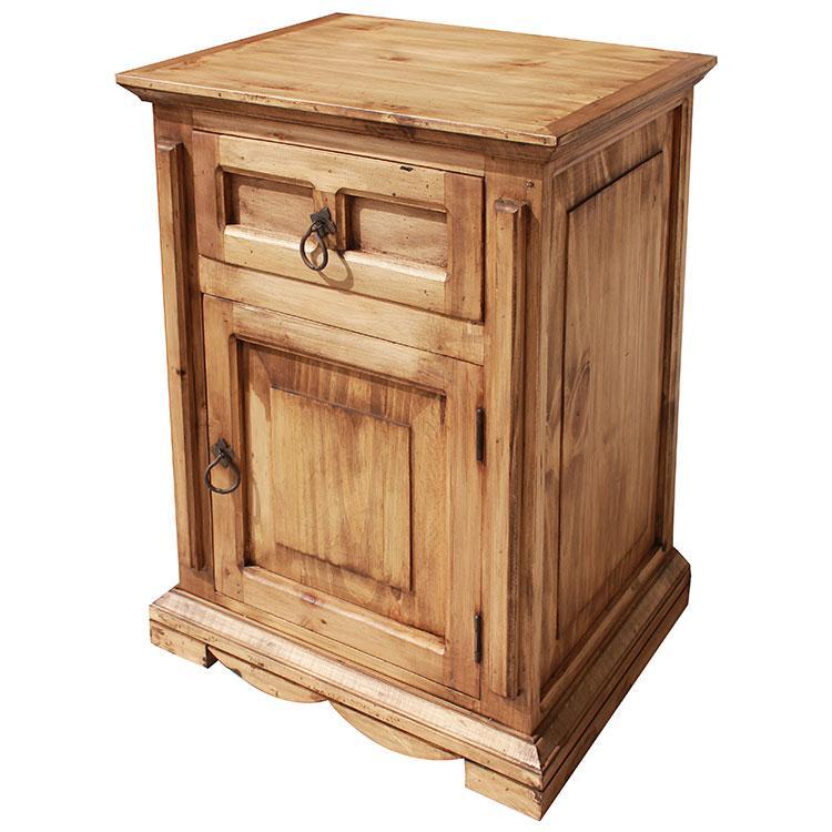 Mexican Rustic Pine Mansion Nightstand (Door opens Right)