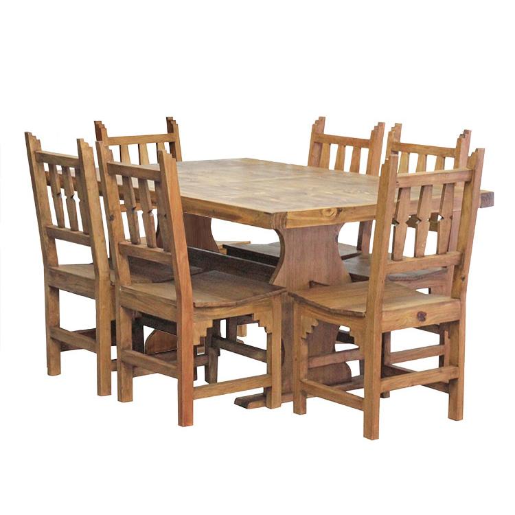 Small Trestle Dining Table w/ Six New Mexico Chairs