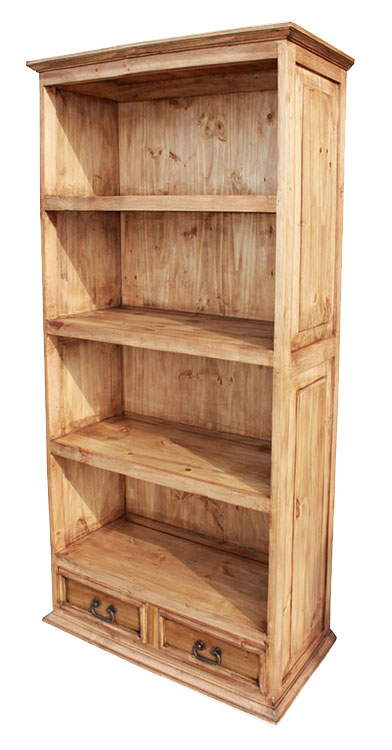 Mexican Rustic Pine Small Flat Top Bookcase