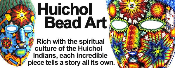 Mexican Folk Art - Huichol Bead Art - Masks, Bowls, Figures