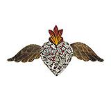 Red Winged Heart with Silver Milagros