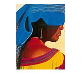 Mujer con Reboso Azul Oil Painting on Canvas
