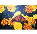 Monarch and Marigolds Oil Painting on Canvas