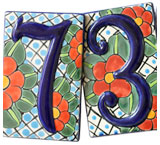 Talavera House Numbers: Red Blossoms