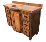 Curved Six-Drawer Vanity w/ Copper Doors & Drawers